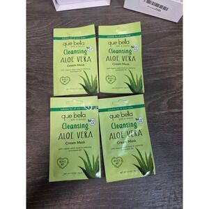 Que Bella Cleansing Aloe Vera Cream Mask 4 Pack Vegan Skincare 0.5oz Each